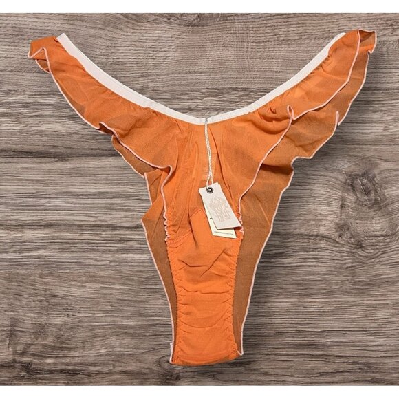 Free People We Are HAH Fly Girl Mesh Panties Sz Large Womens Tangerine Orange Th - Picture 1 of 6